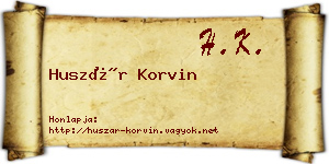 Huszár Korvin névjegykártya